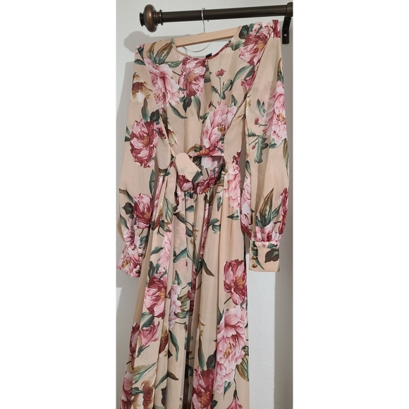 Long sleeve floral chiffon dress - Picture 6 of 8